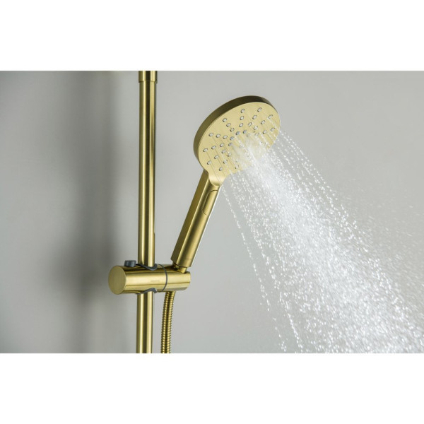 AQ2343BG ЕВРОПА термостатическая душевая система (смеситель для душа) 220мм, шлиф. золото. Фото 8