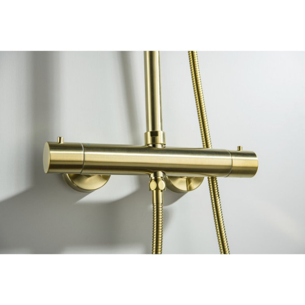 AQ2343BG ЕВРОПА термостатическая душевая система (смеситель для душа) 220мм, шлиф. золото. Фото 10