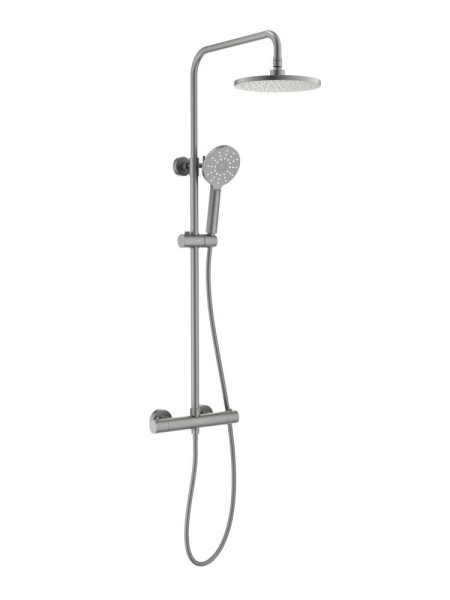 AQ2343BGM ЕВРОПА термостатическая душевая система (смеситель для душа) 220мм, оружейная сталь (шлиф. черный хром). Фото 1