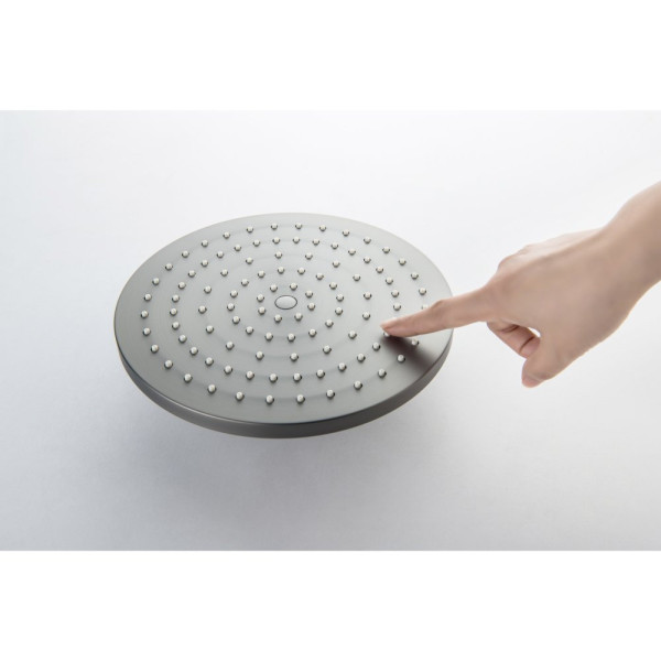 AQ2343BGM ЕВРОПА термостатическая душевая система (смеситель для душа) 220мм, оружейная сталь (шлиф. черный хром). Фото 2