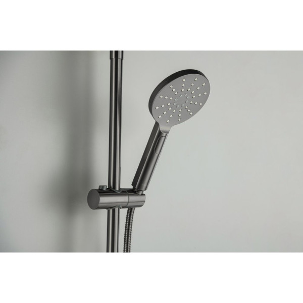 AQ2343BGM ЕВРОПА термостатическая душевая система (смеситель для душа) 220мм, оружейная сталь (шлиф. черный хром). Фото 4
