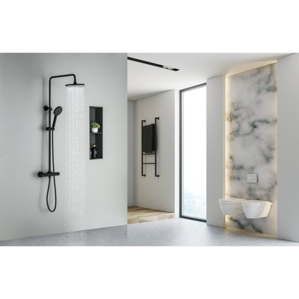 AQ2343MB ЕВРОПА термостатическая душевая система (смеситель для душа) 220мм, матовый черный. Фото 12