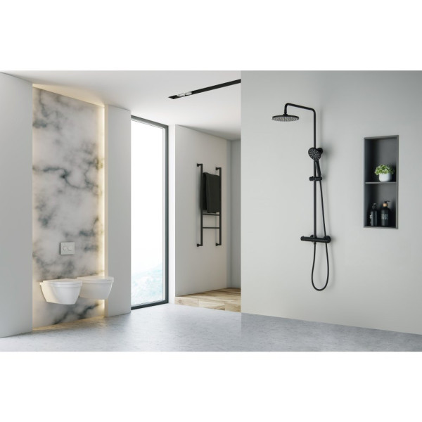 AQ2343MB ЕВРОПА термостатическая душевая система (смеситель для душа) 220мм, матовый черный. Фото 13