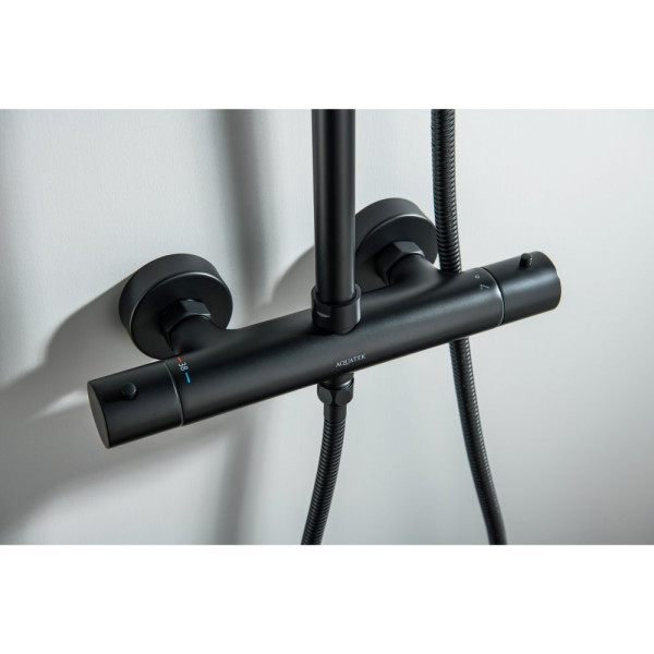 AQ2343MB ЕВРОПА термостатическая душевая система (смеситель для душа) 220мм, матовый черный. Фото 8