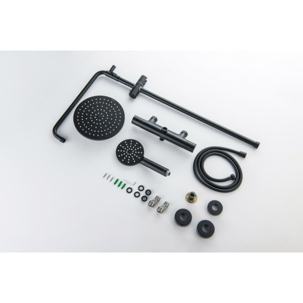 AQ2343MB ЕВРОПА термостатическая душевая система (смеситель для душа) 220мм, матовый черный. Фото 10