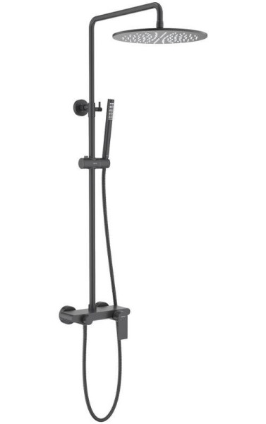AQ2440MB ЛИРА душевая система (смеситель для ванны) 300мм, матовый черный. Фото 1