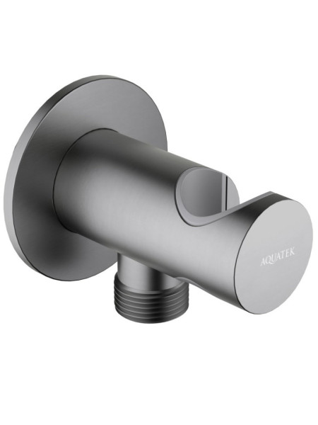 AQ2464BGM шланговое подсоединение с держателем, оружейная сталь (шлиф. черный хром). Фото 1