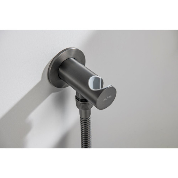 AQ2464BGM шланговое подсоединение с держателем, оружейная сталь (шлиф. черный хром). Фото 2