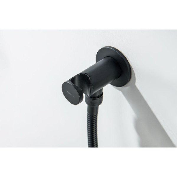 AQ2464MB шланговое подсоединение с держателем, матовый черный. Фото 3