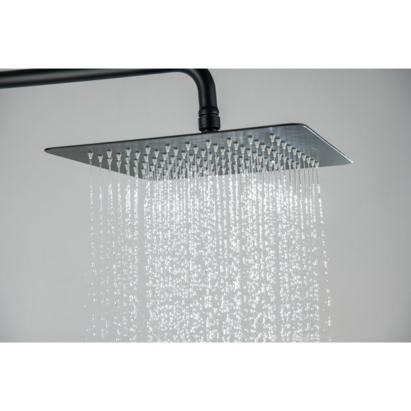 AQ2465MB ЛИРА душевая система (смеситель для душа) 250х250мм, матовый черный. Фото 2