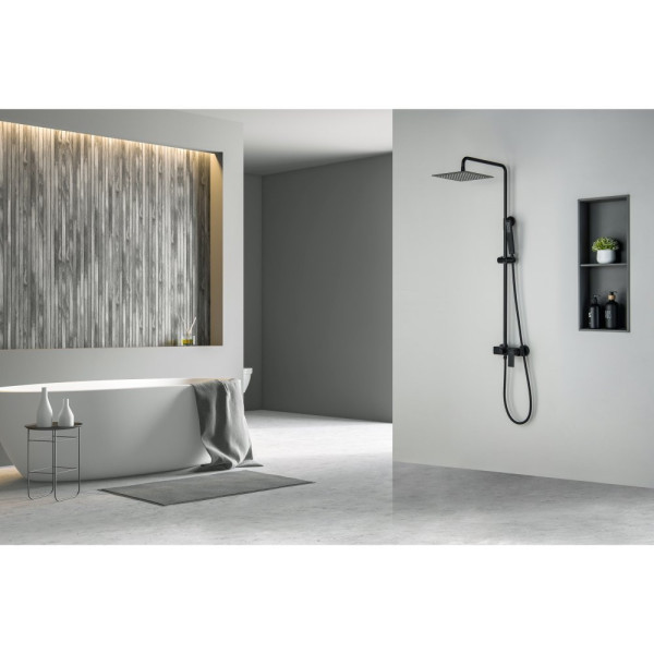 AQ2465MB ЛИРА душевая система (смеситель для душа) 250х250мм, матовый черный. Фото 11