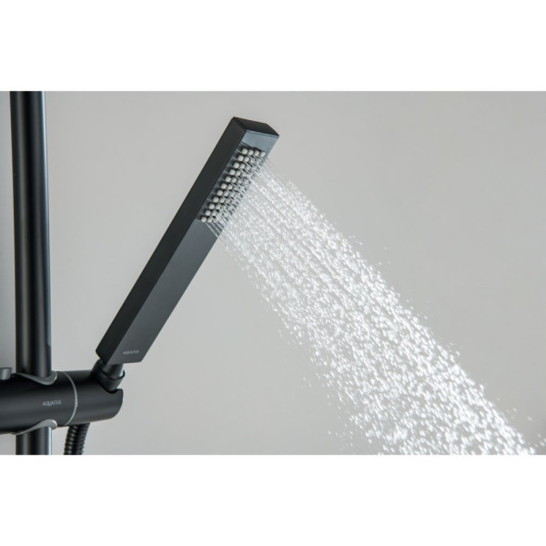 AQ2465MB ЛИРА душевая система (смеситель для душа) 250х250мм, матовый черный. Фото 5