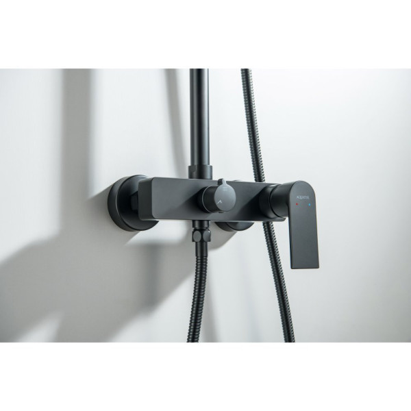 AQ2465MB ЛИРА душевая система (смеситель для душа) 250х250мм, матовый черный. Фото 6