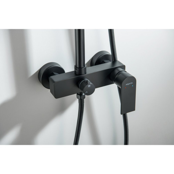 AQ2465MB ЛИРА душевая система (смеситель для душа) 250х250мм, матовый черный. Фото 7