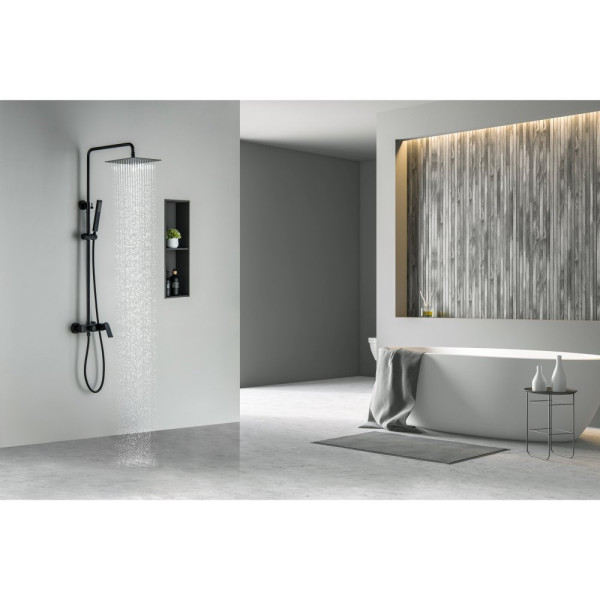 AQ2465MB ЛИРА душевая система (смеситель для душа) 250х250мм, матовый черный. Фото 10