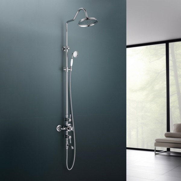 AQ2543CR КЛАССИК термостатическая душевая система с изливом 220мм. Фото 4