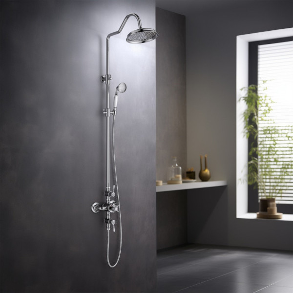 AQ2563CR КЛАССИК термостатическая душевая система (смеситель для душа) 220мм. Фото 4