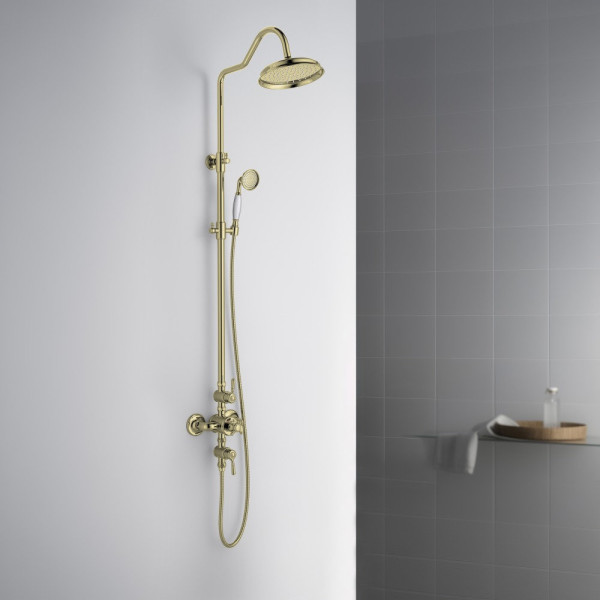 AQ2563PG КЛАССИК термостатическая душевая система (смеситель для душа) 220мм, полир. золото. Фото 4