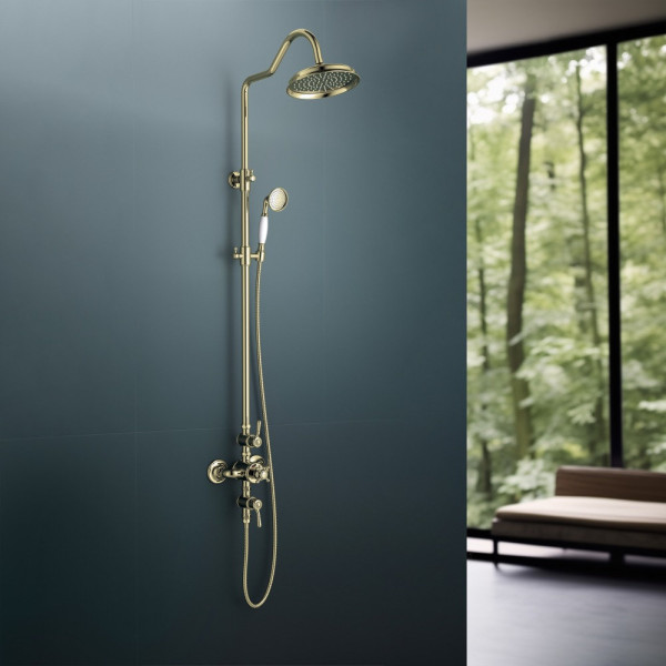 AQ2563PG КЛАССИК термостатическая душевая система (смеситель для душа) 220мм, полир. золото. Фото 5