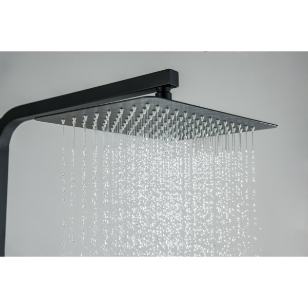 AQ2640MB ЛИБРА душевая система (смеситель для ванны) 300х200мм, матовый черный. Фото 2