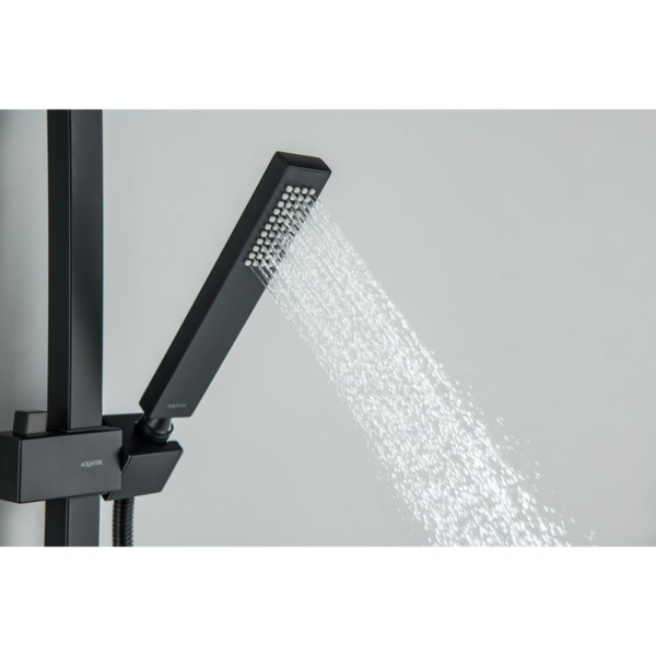 AQ2640MB ЛИБРА душевая система (смеситель для ванны) 300х200мм, матовый черный. Фото 5