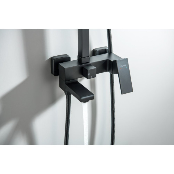 AQ2640MB ЛИБРА душевая система (смеситель для ванны) 300х200мм, матовый черный. Фото 7