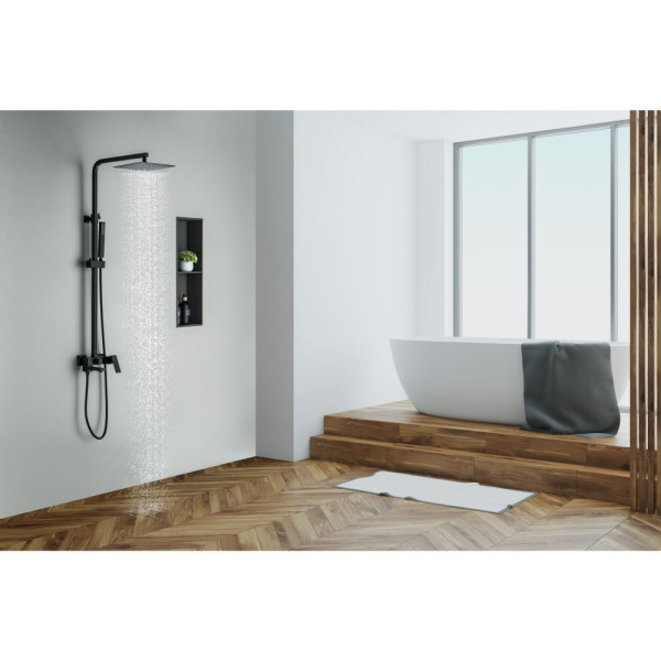 AQ2640MB ЛИБРА душевая система (смеситель для ванны) 300х200мм, матовый черный. Фото 9