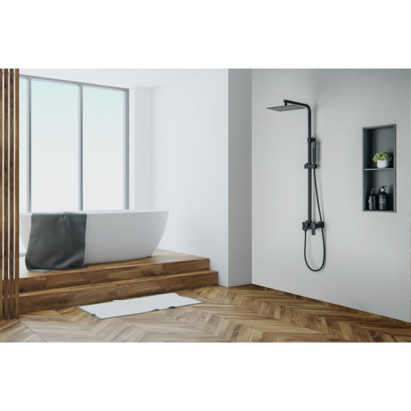 AQ2640MB ЛИБРА душевая система (смеситель для ванны) 300х200мм, матовый черный. Фото 10