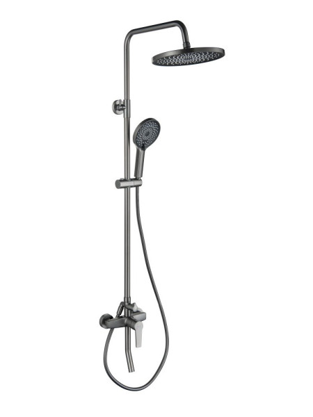 AQ2740BGM ЛУГАНО душевая система (смеситель для ванны) 255 мм, оружейная сталь (шлиф. черный хром). Фото 1
