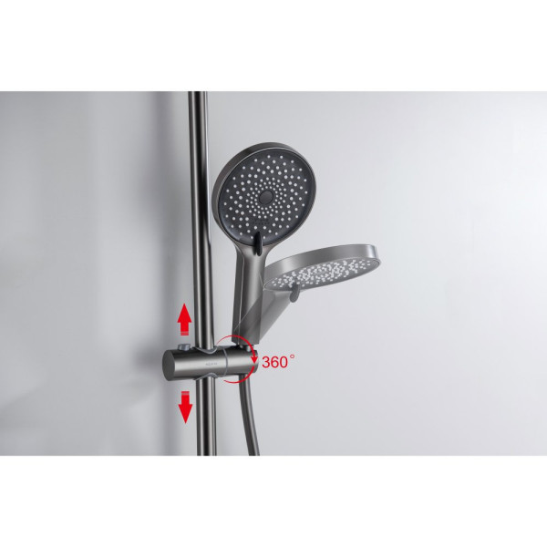 AQ2740BGM ЛУГАНО душевая система (смеситель для ванны) 255 мм, оружейная сталь (шлиф. черный хром). Фото 6