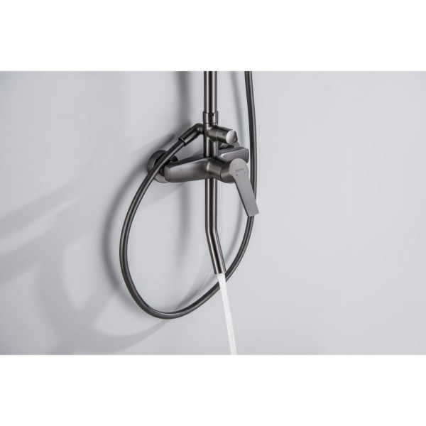 AQ2740BGM ЛУГАНО душевая система (смеситель для ванны) 255 мм, оружейная сталь (шлиф. черный хром). Фото 8