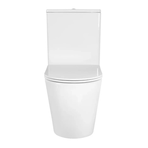 AQ2903-00 ЕВРОПА Унитаз напольный безободковый с бачком 630*390*825мм, горизонтальный выпуск, тонкое сиденье с механизмом плавного закрывания, крепеж. Фото 2