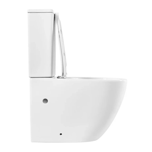 AQ2903-00 ЕВРОПА Унитаз напольный безободковый с бачком 630*390*825мм, горизонтальный выпуск, тонкое сиденье с механизмом плавного закрывания, крепеж. Фото 3