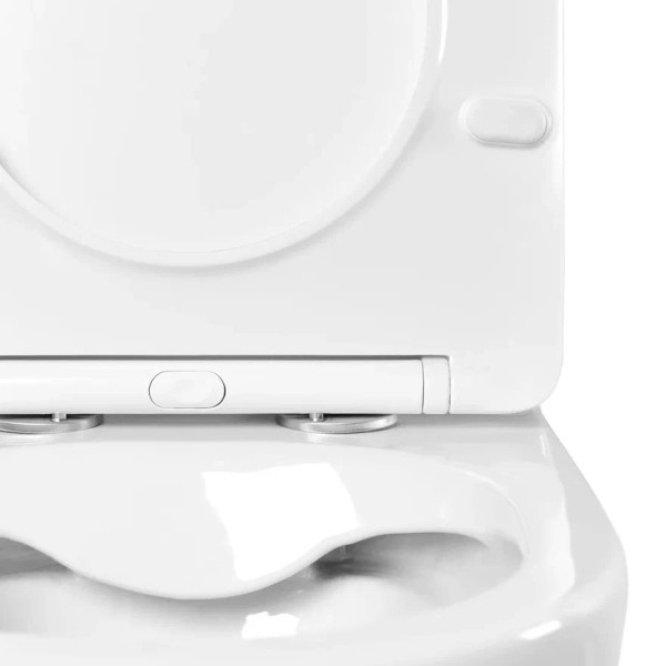 AQ2903-00 ЕВРОПА Унитаз напольный безободковый с бачком 630*390*825мм, горизонтальный выпуск, тонкое сиденье с механизмом плавного закрывания, крепеж. Фото 4