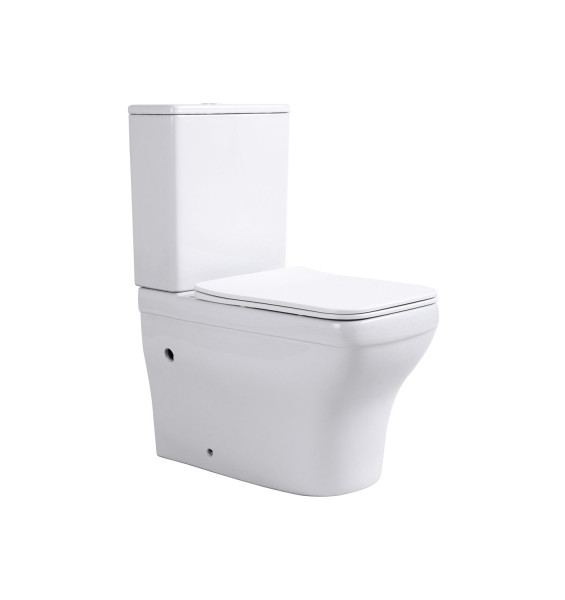 AQ2914-00 АМАДЕО Унитаз напольный безободковый с бачком 635*385*820, горизонтальный выпуск, тонкое сиденье с механизмом плавного закрывания, крепеж. Фото 1