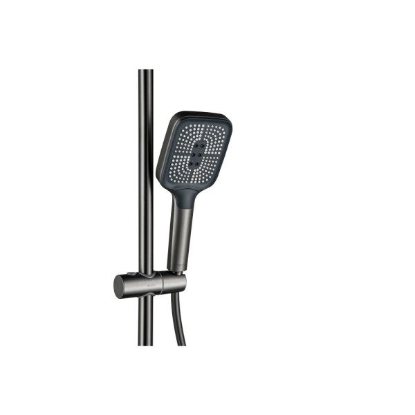 AQ3040BGM ПОЛАРИС душевая система (смеситель для ванны) 295х195 мм, оружейная сталь (шлиф. черный хром). Фото 5