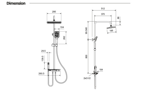 AQ3040CR ПОЛАРИС душевая система (смеситель для ванны) 295х195 мм. Фото 2