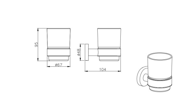 AQ4004MB ВЕГА стакан с держателем, матовый черный. Фото 2