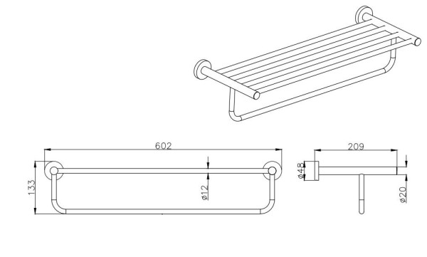 AQ4015CR ВЕГА полка для полотенец. Фото 2