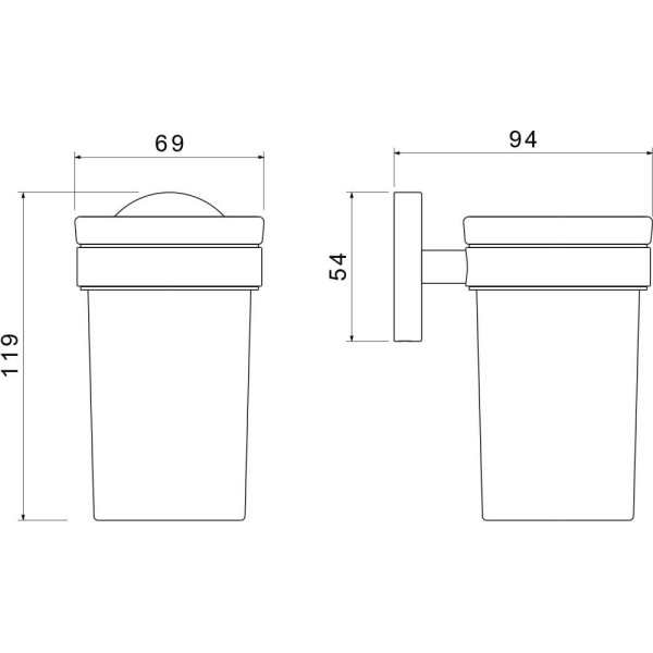 AQ4104BGM ЕВРОПА стакан с держателем, оружейная сталь (шлиф. черный хром). Фото 2