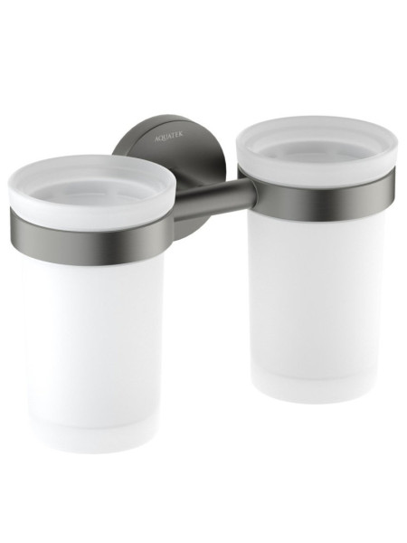 AQ4117BGM ЕВРОПА стакан с держателем двойной, оружейная сталь (шлиф. черный хром). Фото 1