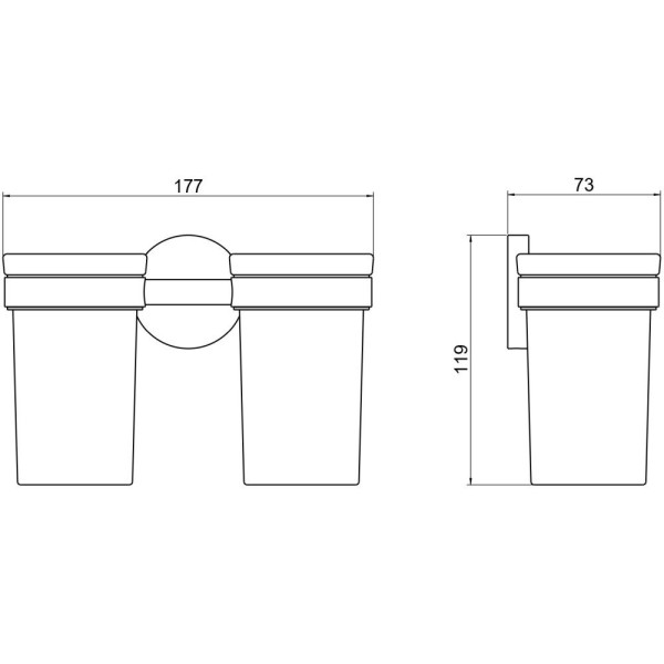AQ4117BGM ЕВРОПА стакан с держателем двойной, оружейная сталь (шлиф. черный хром). Фото 2