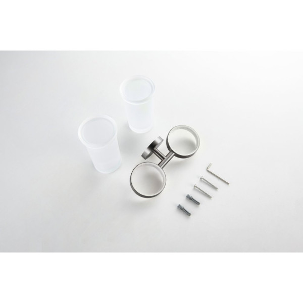 AQ4117BGM ЕВРОПА стакан с держателем двойной, оружейная сталь (шлиф. черный хром). Фото 5