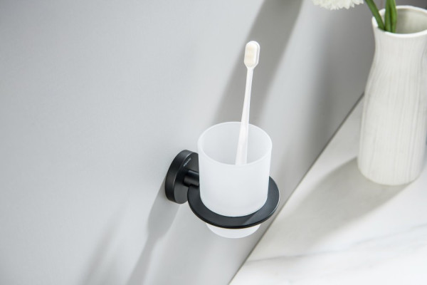 AQ4204MB ОБЕРОН стакан с держателем, матовый черный. Фото 4