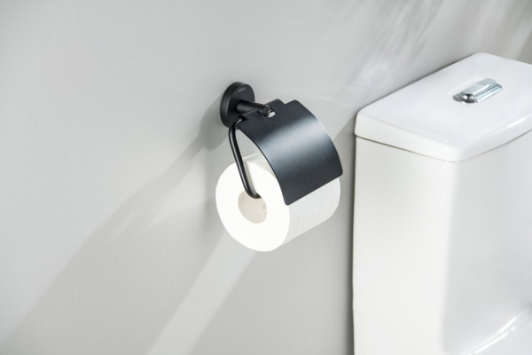 AQ4209MB ОБЕРОН бумагодержатель с крышкой, матовый черный. Фото 4