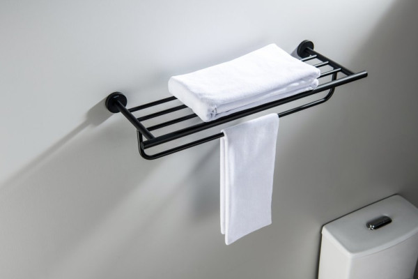 AQ4215MB ОБЕРОН полка для полотенец, матовый черный. Фото 3
