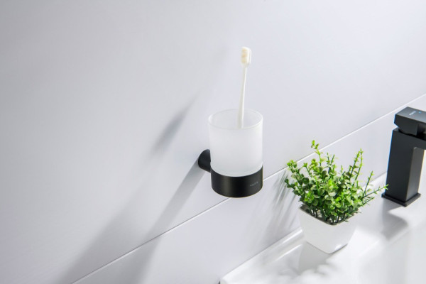 AQ4404MB ЛИРА стакан с держателем, матовый черный. Фото 3