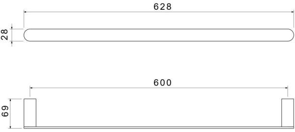 AQ4414MB ЛИРА полотенцедержатель 600 мм, матовый черный. Фото 2