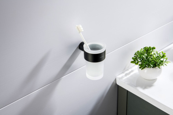 AQ4427MB ЛИРА стакан с держателем, матовый черный. Фото 3