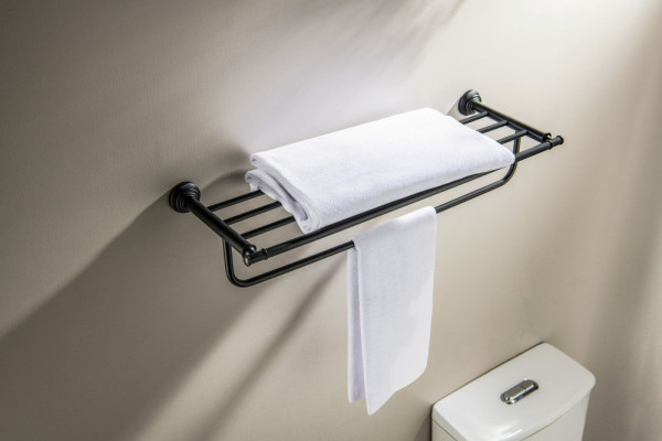 AQ4515MB КЛАССИК полка для полотенец, матовый черный. Фото 2